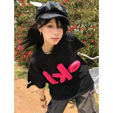 【有货】BK891CC-特P43美式复古立体字母短袖T恤男女，男装T恤，星座1007（原301D）