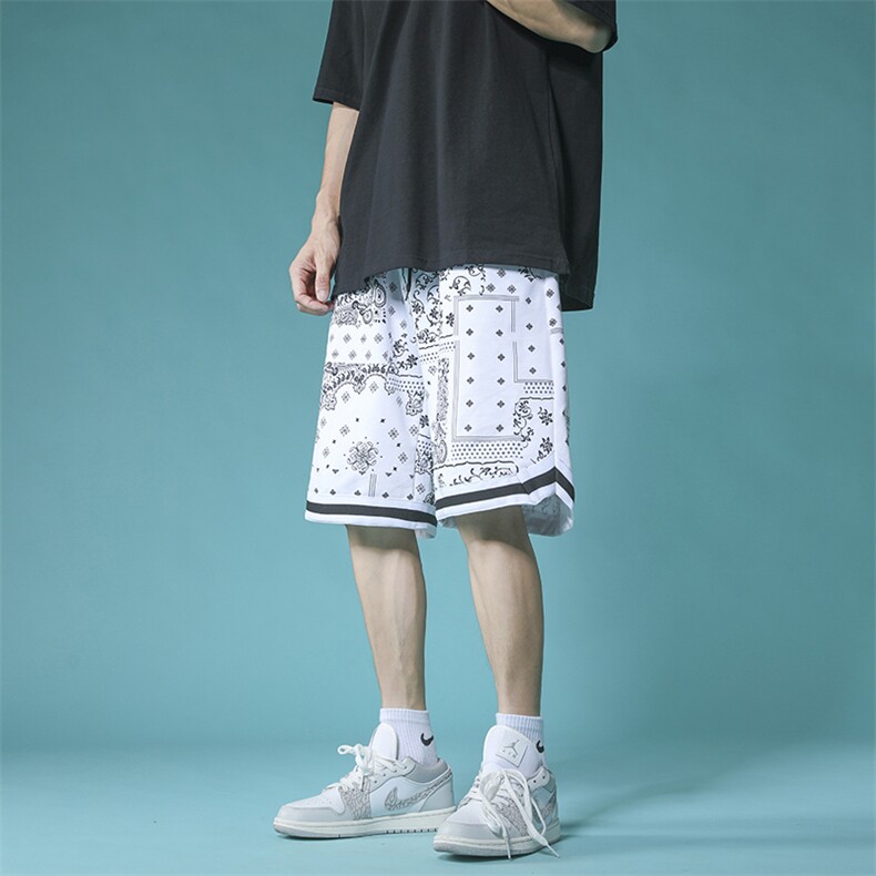 703-DK266-P35 夏季男腰果花休闲大码卫裤短裤 下摆织带M-5XL图片