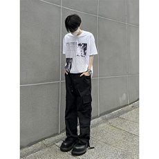 B221美式ins街头hiphop宽松休闲多口袋工装裤子LK23120-P65控88，男装休闲裤，电商B221