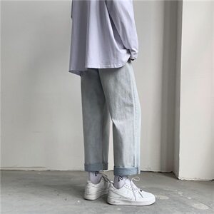 主推2021新款港风垂感直筒休闲牛仔裤宽松九分裤老爹裤CN64图片