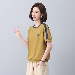 妈妈夏装运动服洋气中年夏季休闲大码中老年短袖t恤女图片