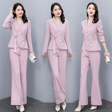 2022年春季新款套装刺绣收腰显瘦气质潮服，女装套装/套裙，红依一坊