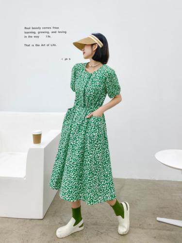 韩版碎花口袋连衣裙，女装连衣裙，玩美