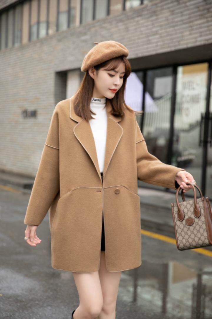 冬装新款：双面羊绒韩版西装外套M一，女装西装，拉思维加丝