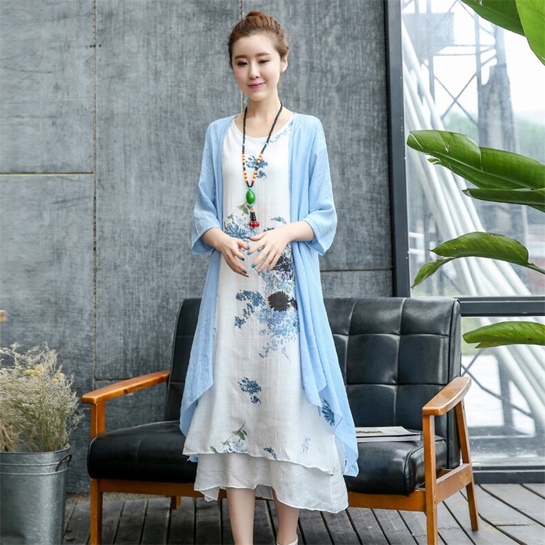 通勤圆领高腰套头七分袖中长款两件套2022年春季，女装套装/套裙，韩宇舍