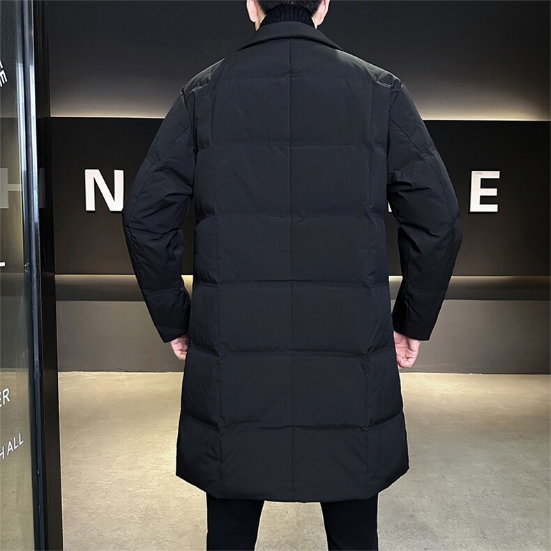 新标90绒有报告男士翻领中长款假两件羽绒服外套7205-P355,男装羽绒服,电商B338