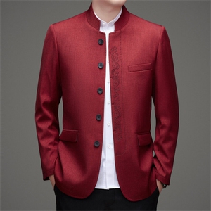 长期货高品质中山装西服外套唐装男装中老年风新中式西服图片