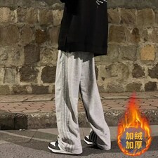 秋冬季运动裤男潮牌ins拼接条纹直筒拖地裤A393P32,男装休闲裤,星座1116-2