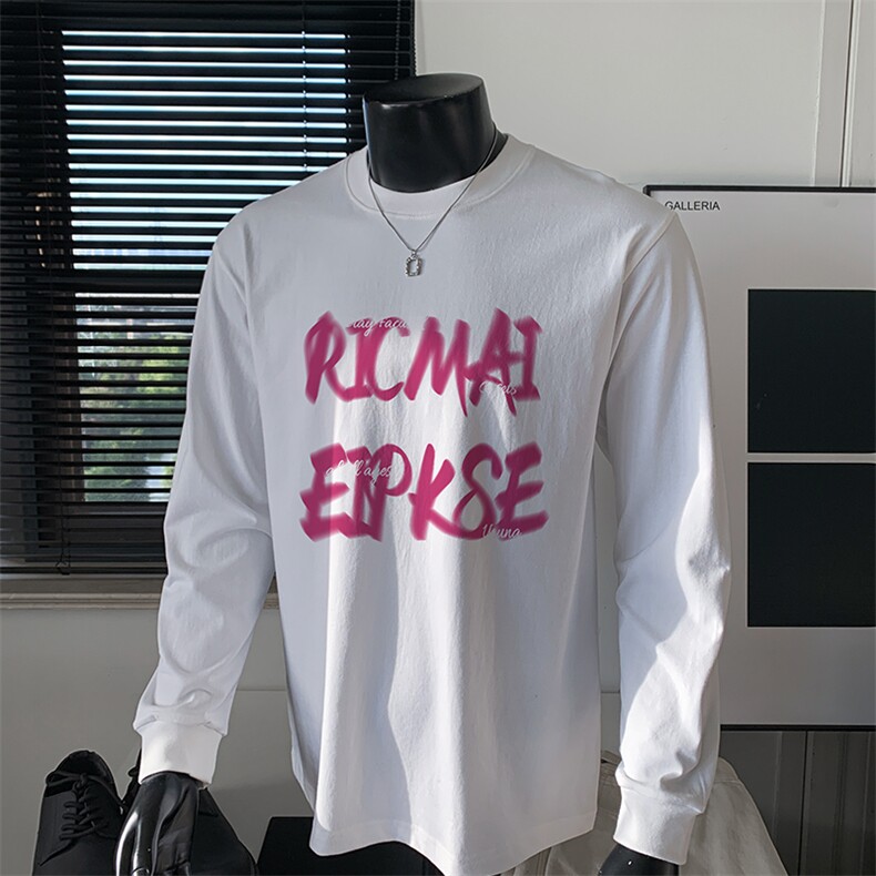 已注册港风纯棉260克高街抖音直播得物品质长袖T恤打底衫T4513P30，男装T恤，电商C408-1(原B339-1)