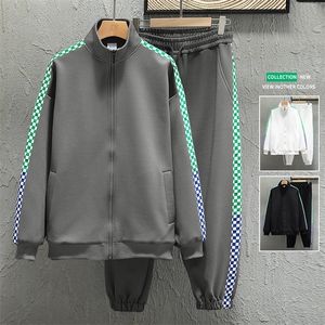 新款男百搭设计感大斜纹 水泥墙挂拍运动套装TZ2601-P120控158图片