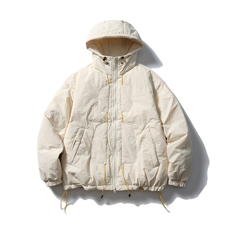 南夏乔装2025冬季新款日系不规则贴补连帽90羽绒服休闲面包羽绒袄,男装羽绒服,电商S006（B521）