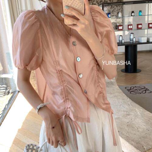 贝壳扣天丝上衣，女装，韵芭莎