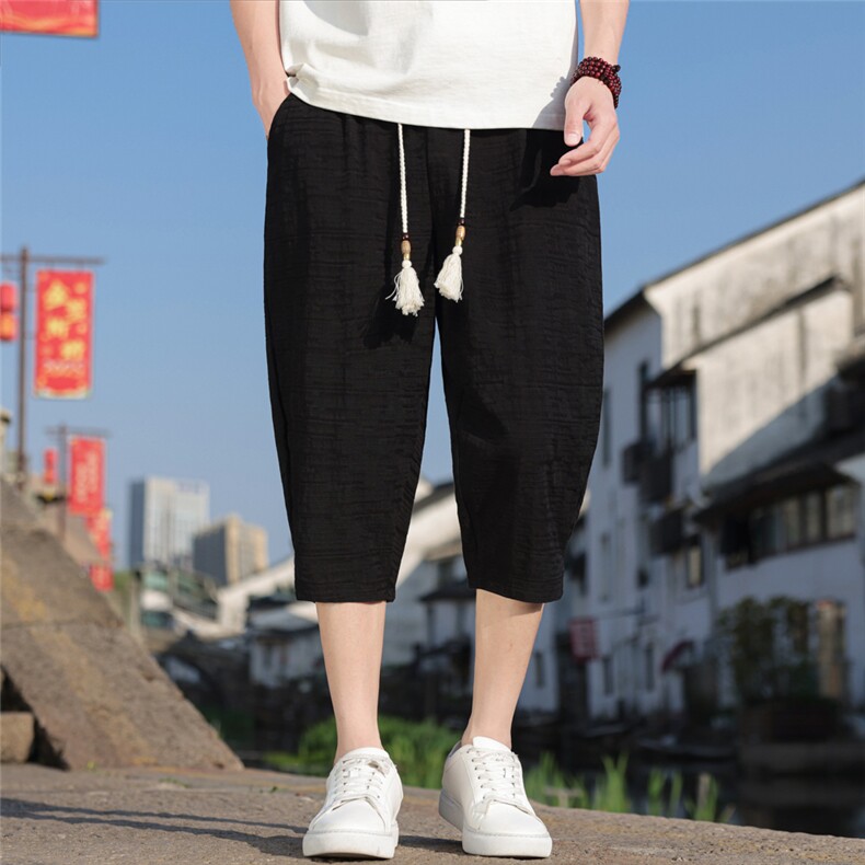 夏季中裤古风风男装七分库棉麻男士休闲裤A266-1-KZ882-P56,男装休闲裤,电商A266-1