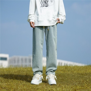 高街牛仔裤男韩版潮流拼接条纹2024秋冬新款ins长裤RK1014-P39图片