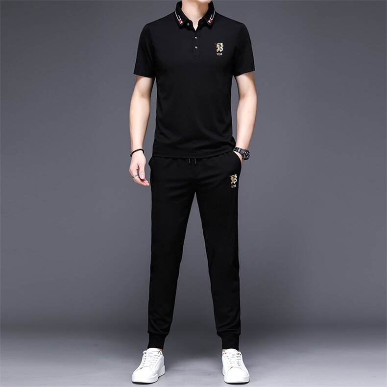 中年运动套装男2023夏季薄款短袖冰丝宽松休闲时尚百搭男装，男装休闲套装，电商B212（原钱塘6029）