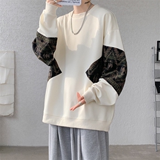 8XL-M春秋季圆领拼接撞色民族风卫衣男新款潮牌上衣服WY005P58，男装民族服装，电商B312