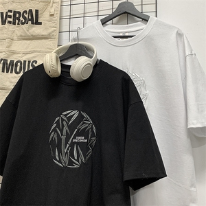 刺绣 高点击中性风潮牌短袖t恤男学生宽松416B-1-DT861-特P28限48图片