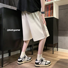 8XL-M冰丝薄款垂感撞色特大码休闲运动五分短裤DK1509P35控48，男装休闲裤，电商D206-1