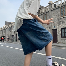 牛仔短裤男夏季薄款潮牌码休闲中裤男美式五分裤子男款N0761-P38，男装牛仔裤，星座308B-1