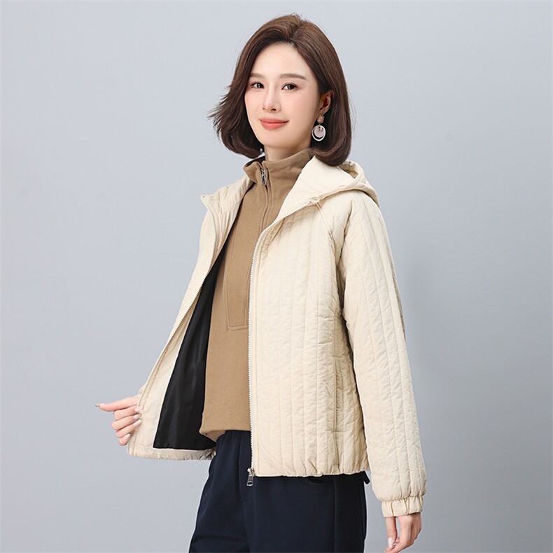 时尚显瘦竖条纹棉服宽松百搭保暖外套,女装棉衣/棉服,叶笙衣