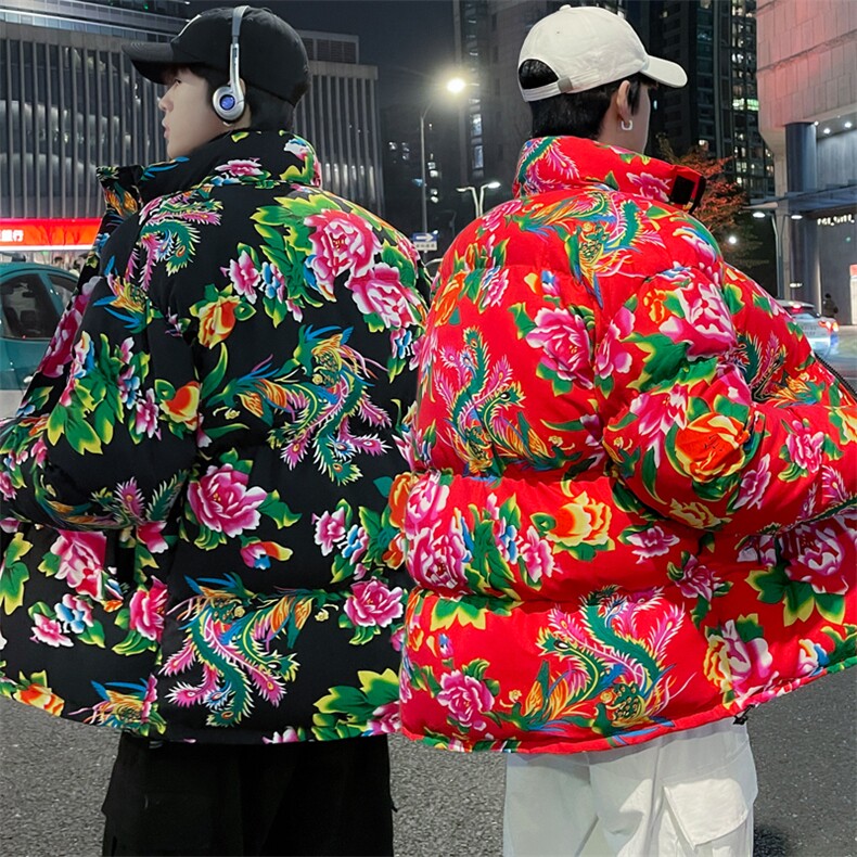 MY203冬加厚保暖面包服棉袄东北大花大码男女棉衣风特色棉袄图片