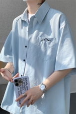 CS1143-特批25控49夏薄款冰丝面料大码短袖衬衫防晒透气外套，男装防晒衣，电商A059