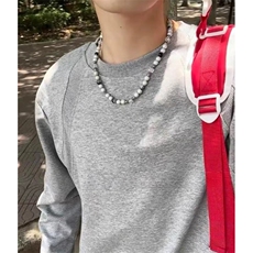 抖音得物品质26春装美式高街宽松曼巴棉螺纹拼接卫衣圆领长袖T恤，男装T恤，电商A443