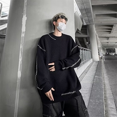针织衫男韩版潮流宽松百搭帅气拼色2024秋冬ins毛衣外套MZ494-P51，男装针织衫/毛衣，星座412-3