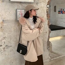 冬季工装派克收腰棉衣泡泡袖棉服外套8148A浙宝100-556，女装棉衣/棉服，金十上