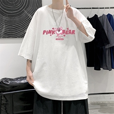 YT26329-P30亚麻短袖t恤男大码五分袖男宽松七分袖大皂风模特，男装T恤，电商A040