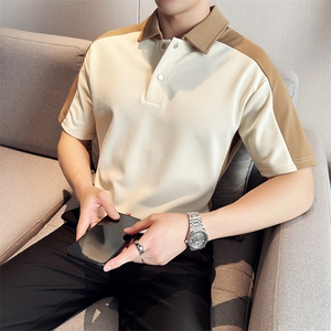 商务韩版拼接撞色设计款半截袖男士翻领Polo衫PL61/P55控78图片