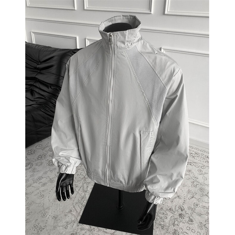 美式罗纹拼接袖子褶皱大码M-5XL教练夹克男JK78056P69控105,男装夹克,星座226-1