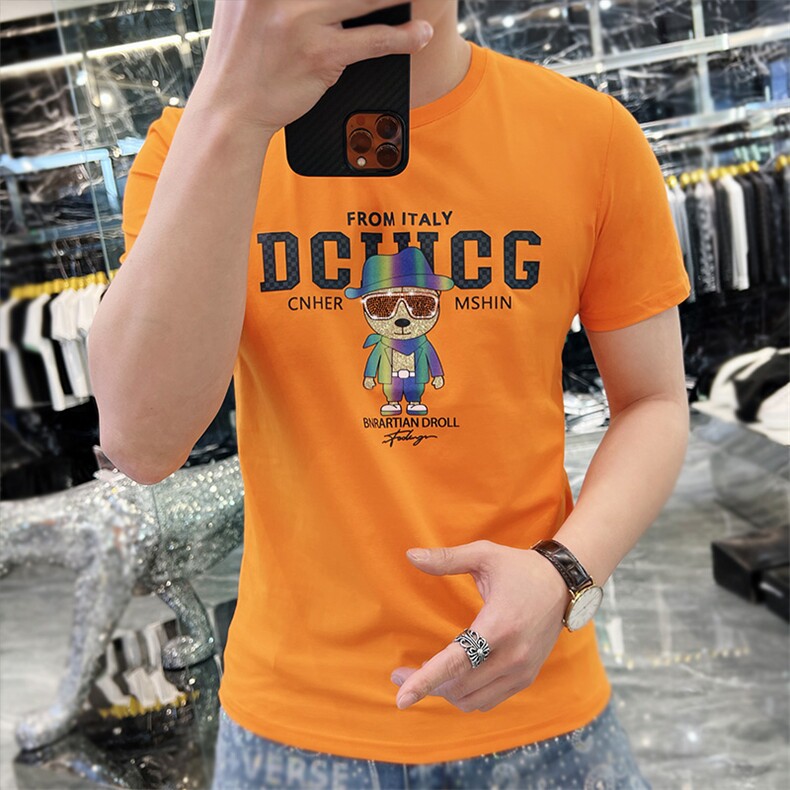 新款时尚高端精品欧货夏季男T恤短袖潮流抖音A227B-A-722-P48,男装T恤,电商A227B（原钱塘4066-1）