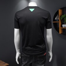 2022年夏季新款男士修身丝光棉印花短袖T恤钱塘3025-18052，男装T恤，钱塘3066（原钱塘3025-1）