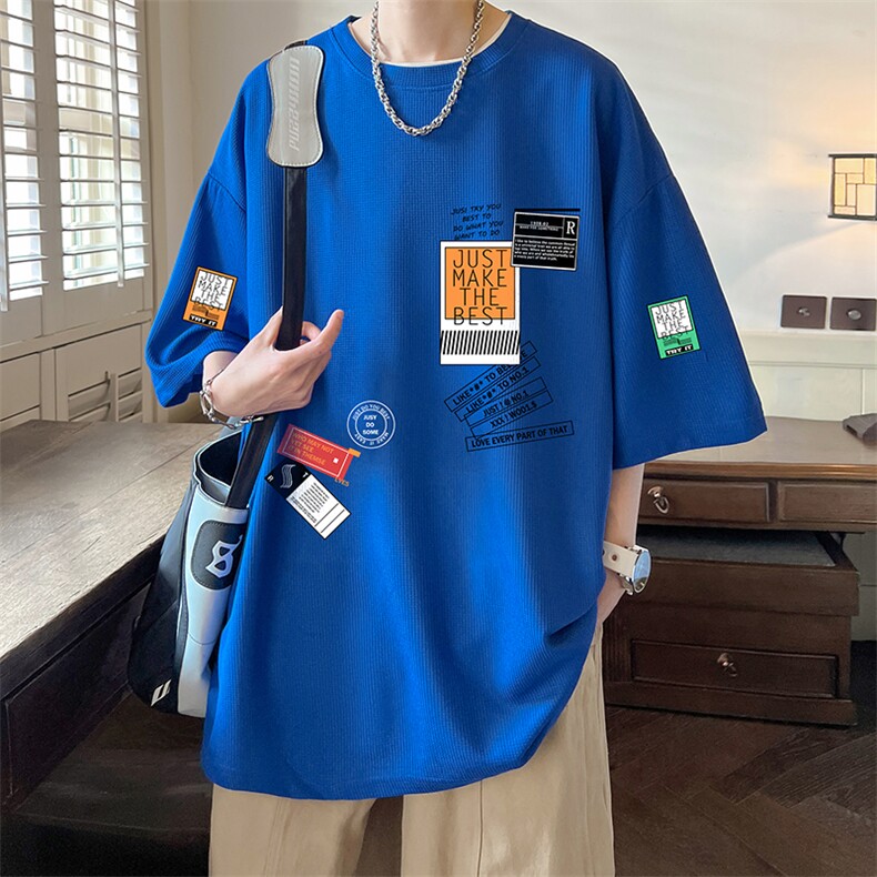 华夫格t恤男短袖男大码五分袖酒店风HT73121-P22,男装T恤,电商A040