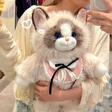 可爱会跑步的布偶猫咪仿真玩偶双肩包毛绒玩具公仔送女生生日礼物