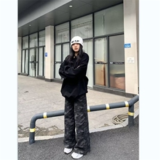 水洗做旧迷彩高街阔腿牛仔裤直筒宽松拖地工装裤K83056-P42网络图，男装牛仔裤，电商B245