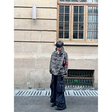 日系文艺后背迷彩开衫连帽卫衣外套男女秋季情侣装拉链上衣百搭，女装短外套，星座601-1
