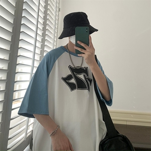 重磅260克纯T恤男拼接撞色短袖t恤217-2-T6604-P35图片