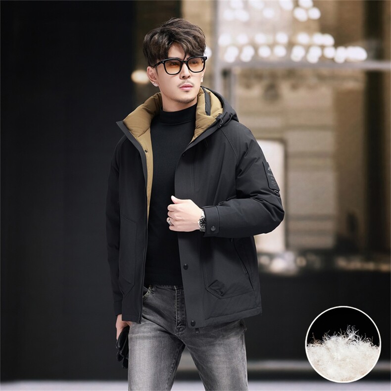 新款中青年90绒轻薄羽绒服外套男士秋冬拆卸帽时尚休闲羽绒服大衣,男装羽绒服,钱塘723