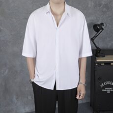 夏季新款免烫冰丝衬衫男士韩版宽松休闲轻熟衬衣CY53，男装衬衫，星座1116A-2（原606A-1）