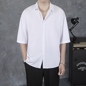 夏季新款免烫冰丝衬衫男士韩版宽松休闲轻熟衬衣 CY53图片