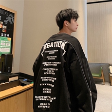 EQ303一件很帅的美版宽松拉链装饰卫衣男潮流印花秋季外套P68，男装卫衣，电商C306-1