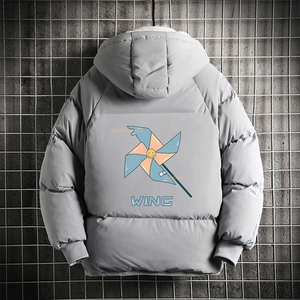 MY16112-P100 加厚加绒连帽衣男大码服男面包服男 网格挂拍图片