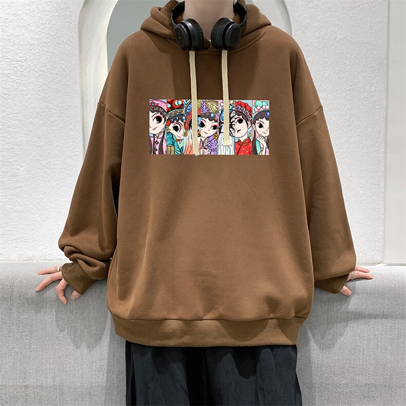 WY2250-P35加绒款-P40京剧脸谱风纯棉连帽卫衣男大码运动帽衫,男装卫衣,电商A040