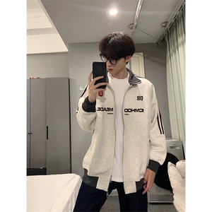 抖音得物美式高街重磅结构设计拼接织带立领印花卫衣外套 ACM4201图片