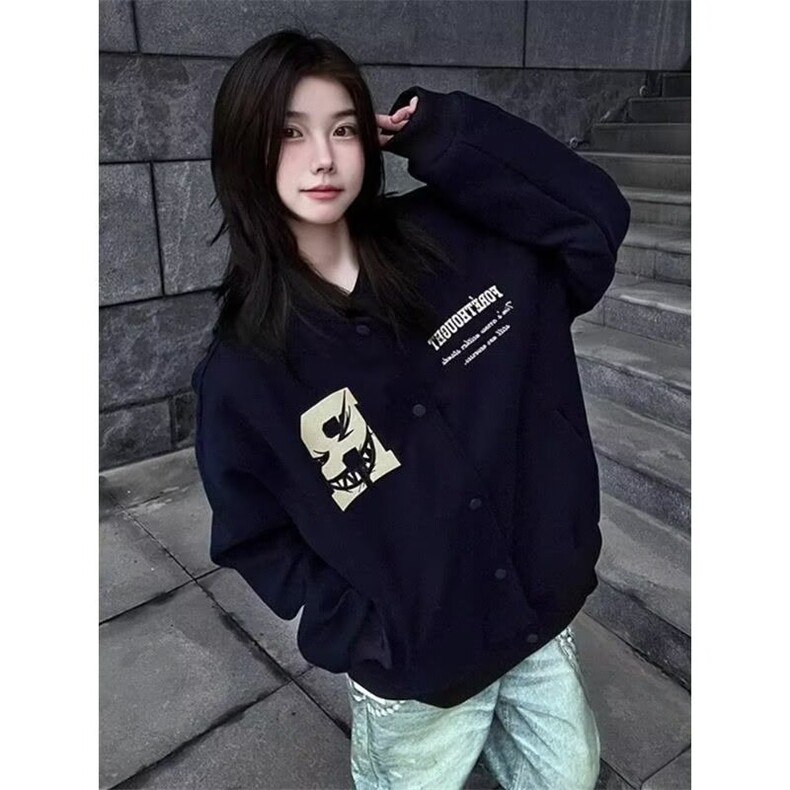 美式棒球服外套男女春秋2025新款青少年复古宽松休闲潮牌情侣夹克,男装夹克,星座506A