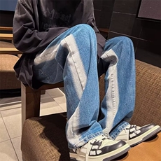 美式高街牛仔裤男韩版渐变色字母个性2024秋季ins长裤RK2103-P41，男装牛仔裤，星座412-2