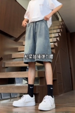 B221美式ins高街宽松星空纹牛仔短裤五分裤LK24207-特P28控49，男装牛仔裤，电商B221