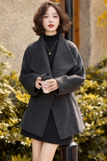 【冬季新款上新】2025秋冬新款气质百搭羊绒大衣外套，女装羊绒大衣，魅丽静蓝